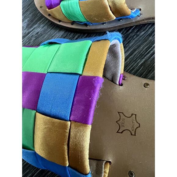 Anthropologie Slingback Slide Sandals Multicolor Satin - Picture 4 of 6